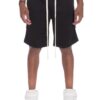 Men’s Track Shorts with Checkered Side Stripe – Black