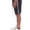 Men’s Track Shorts with Checkered Side Stripe – Black