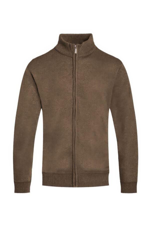 Men’s Full-Zip Knit Sweater with Ribbed Trim