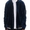 Men’s Slim-Fit Bomber Jacket with Wrinkled Detail