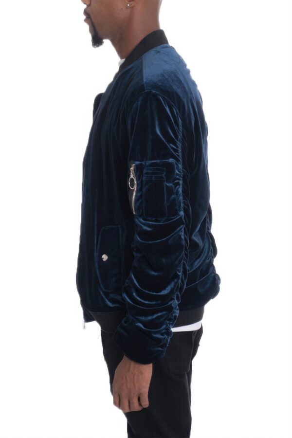 Men’s Slim-Fit Bomber Jacket with Wrinkled Detail