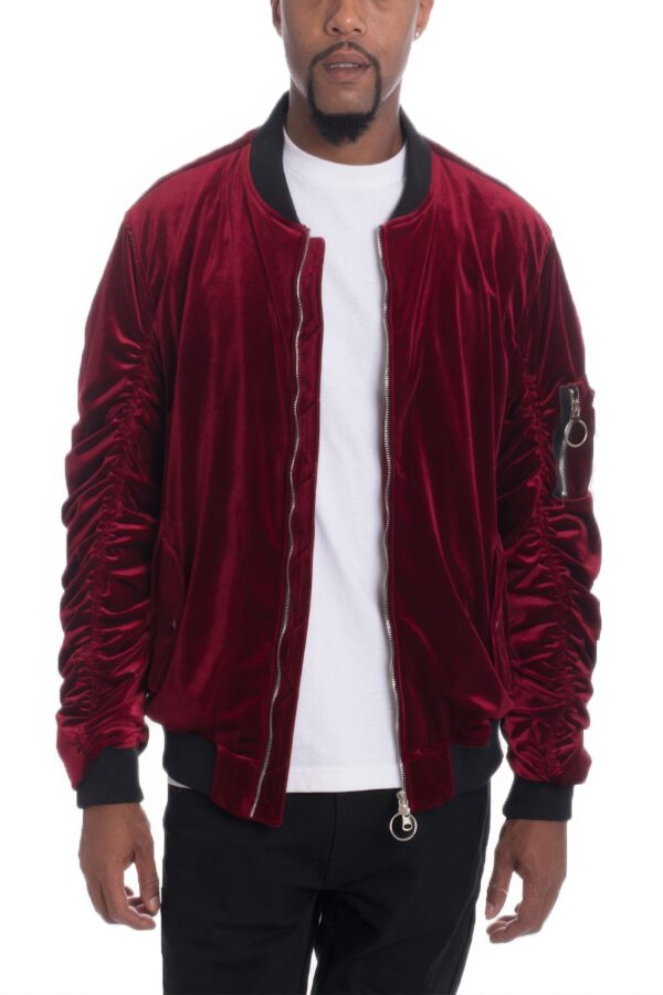 Men’s Slim-Fit Bomber Jacket with Wrinkled Detail