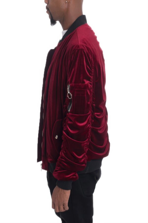 Men’s Slim-Fit Bomber Jacket with Wrinkled Detail
