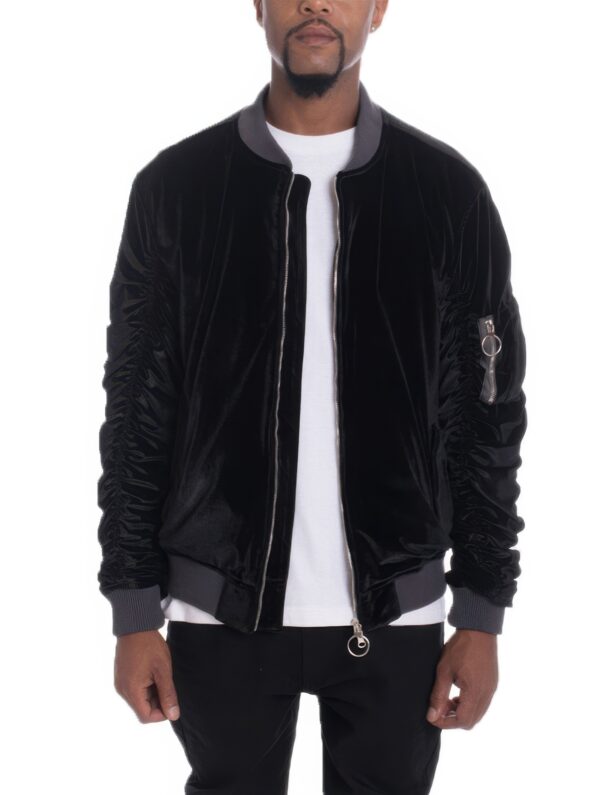 Men’s Slim-Fit Bomber Jacket with Wrinkled Detail