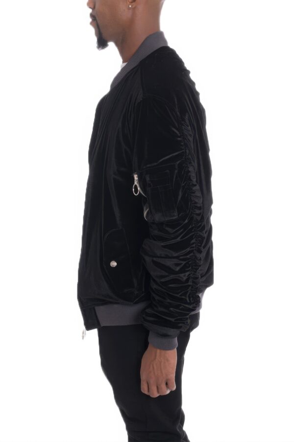 Men’s Slim-Fit Bomber Jacket with Wrinkled Detail