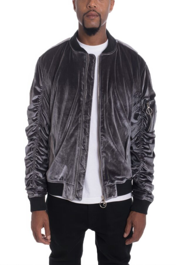 Men’s Slim-Fit Bomber Jacket with Wrinkled Detail