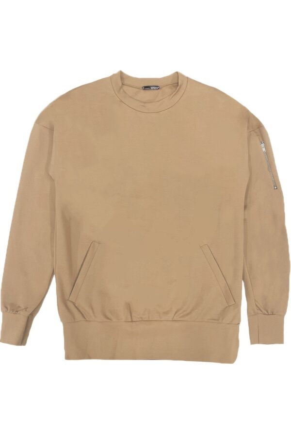 Men’s Oversized Pullover Sweatshirt – Zipper Sleeve