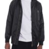 Satin Full-Zip Hooded Windbreaker with Utility Pockets