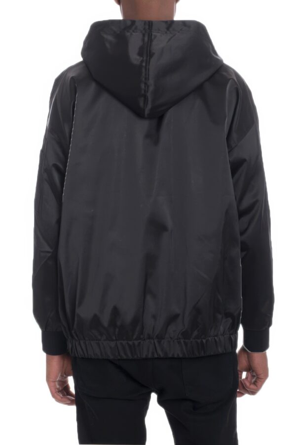 Satin Full-Zip Hooded Windbreaker with Utility Pockets