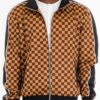 Men’s Checkered Full-Zip Jacket with Side Piping – Brown or Grey