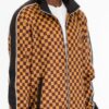 Men’s Checkered Full-Zip Jacket with Side Piping – Brown or Grey