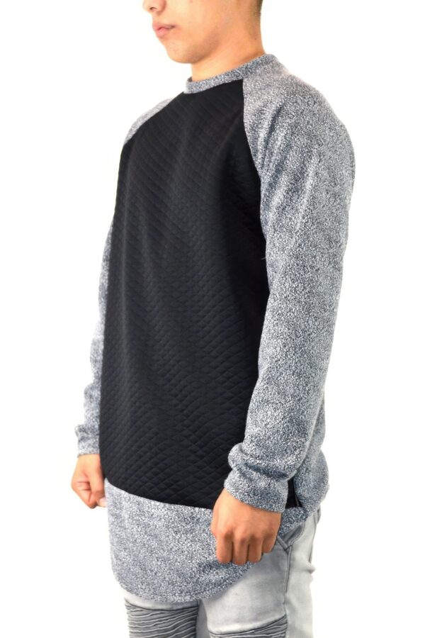 Men’s Oversized Quilted Pullover Sweatshirt – Black/Grey