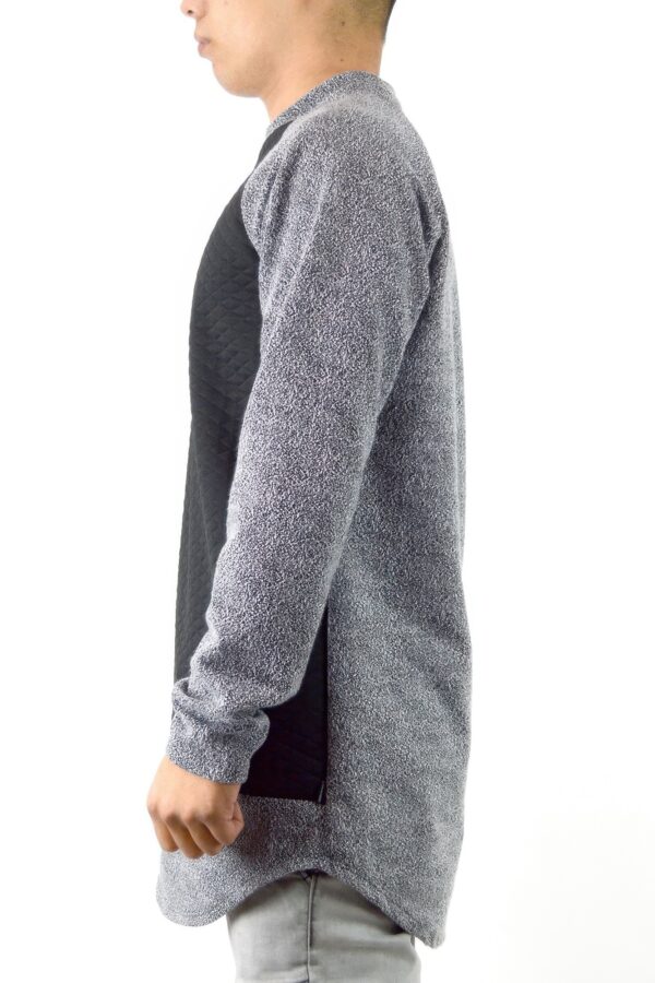 Men’s Oversized Quilted Pullover Sweatshirt – Black/Grey