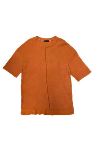 French Terry Raw Cut T-Shirt – 100% Cotton (Black, Rust)