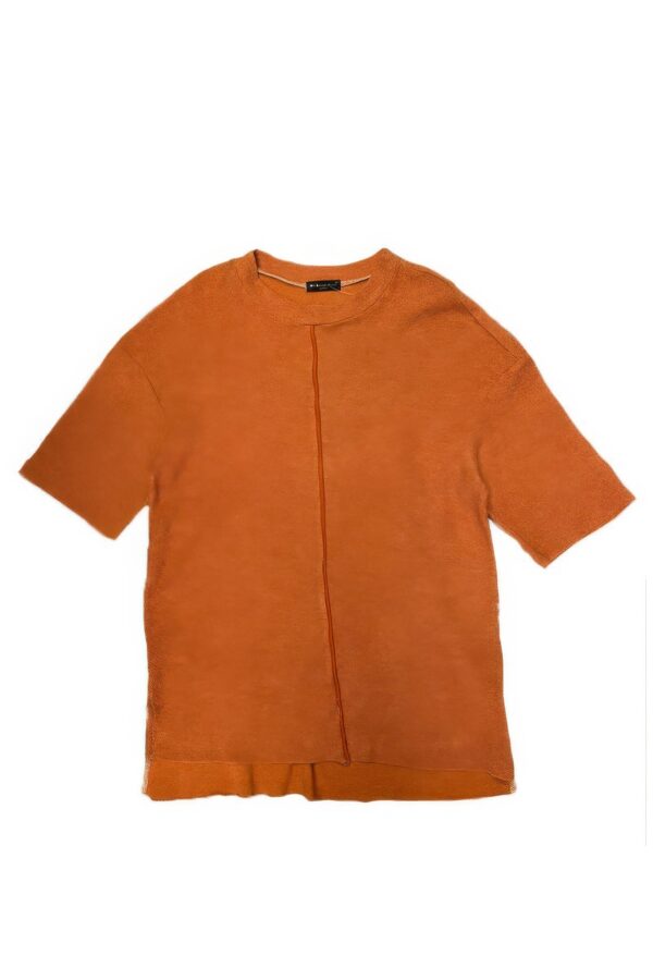 French Terry Raw Cut T-Shirt – 100% Cotton (Black, Rust)