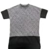 Marbled Short Sleeve Shirt with Long Back Hem – Black