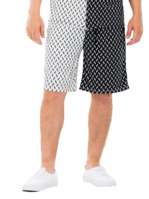 Men’s Diamond Two-Tone Print Shorts – Stretch Polyester