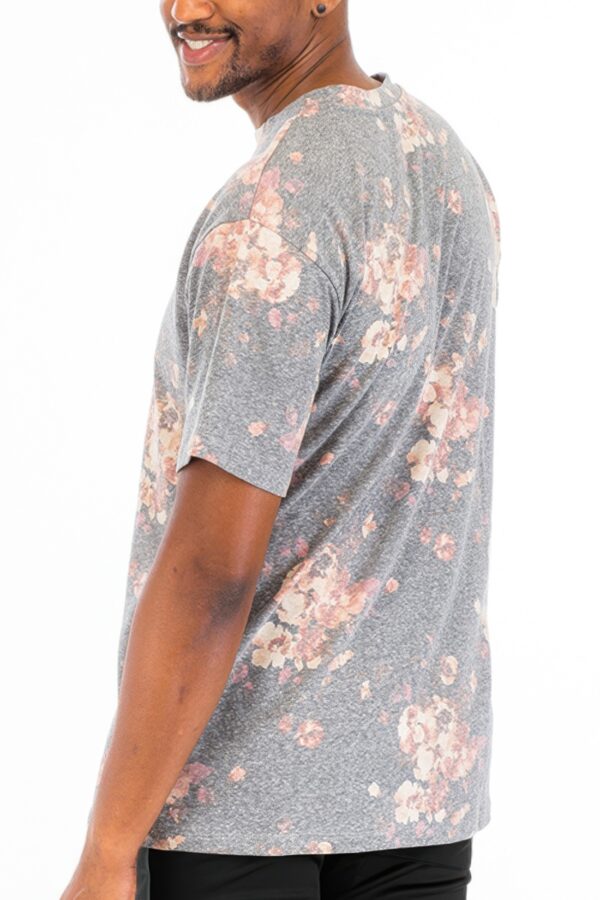 Heathered Floral T-Shirt – Round Neck Tee in Navy or Pink