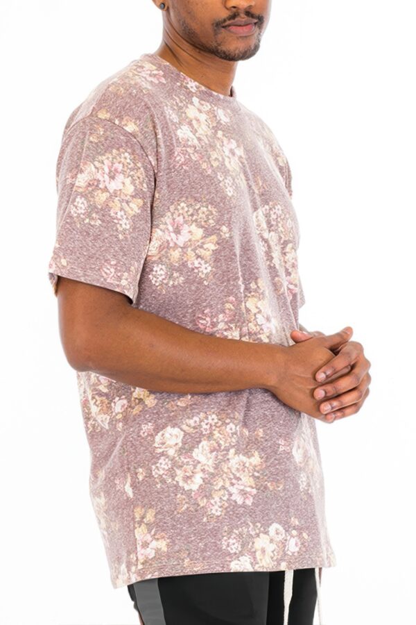 Heathered Floral T-Shirt – Round Neck Tee in Navy or Pink