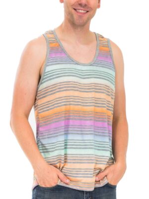 Men’s Pastel Striped Tank Top – Soft Blue or Red