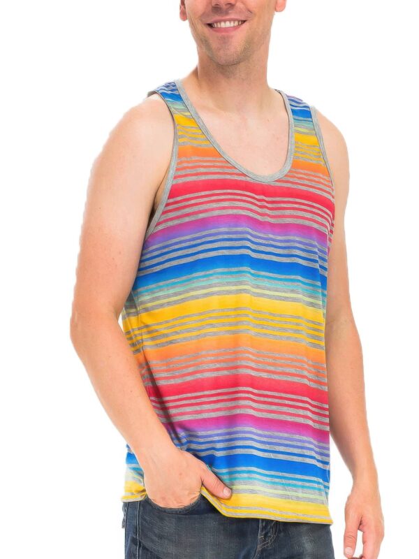 Men’s Pastel Striped Tank Top – Soft Blue or Red