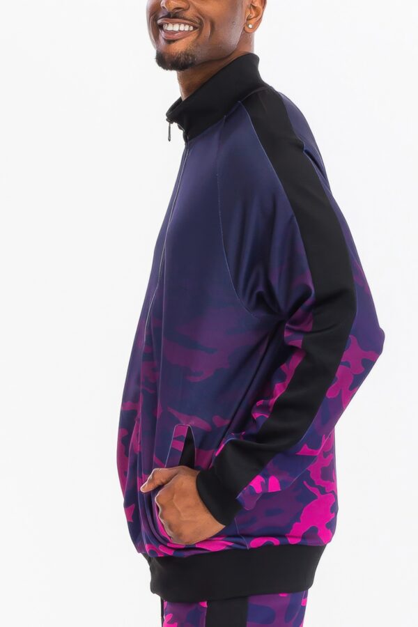 Camo Ombre Track Jacket for Men – Full-Zip, Blue or Purple