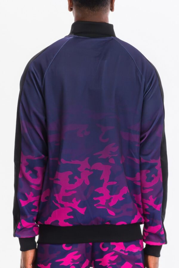 Camo Ombre Track Jacket for Men – Full-Zip, Blue or Purple