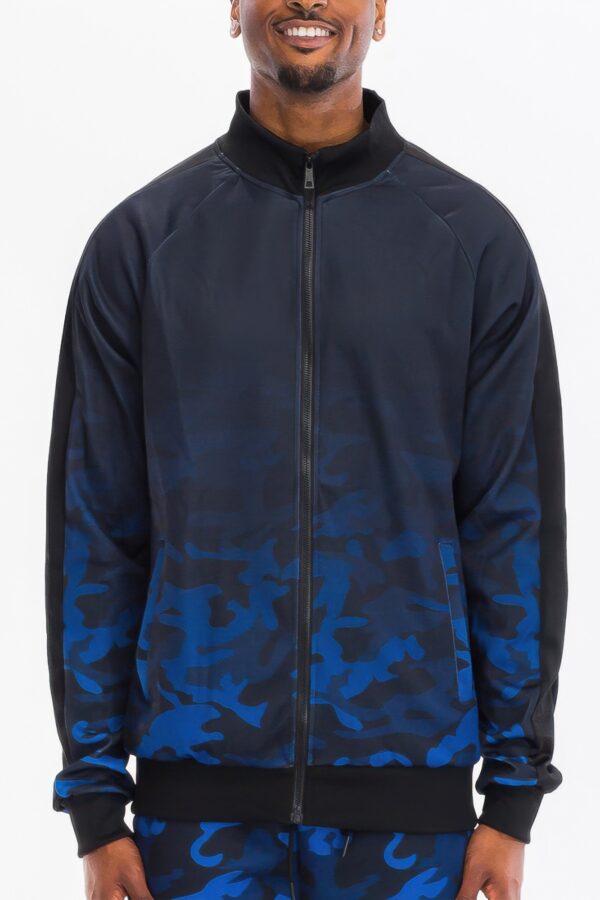 Camo Ombre Track Jacket for Men – Full-Zip, Blue or Purple