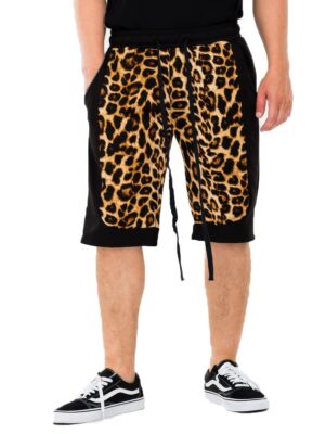 Cheetah Contrast Men’s Shorts – Brown Print