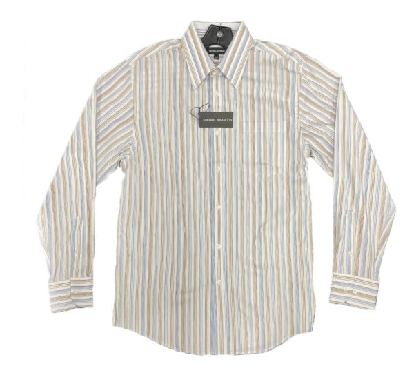 Michael Brandon Long Sleeve Striped Shirt – 100% Cotton