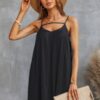 Sleeveless A-Line Spaghetti-Strap Dress in Viscose