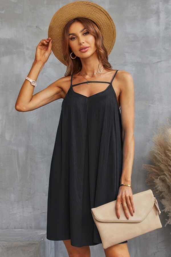 Sleeveless A-Line Spaghetti-Strap Dress in Viscose
