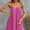 Sleeveless A-Line Spaghetti-Strap Dress in Viscose