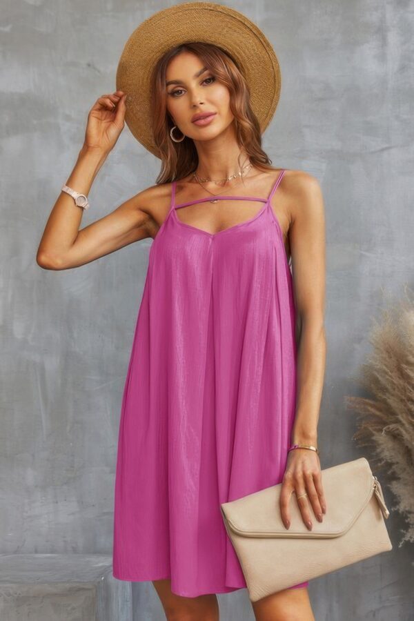 Sleeveless A-Line Spaghetti-Strap Dress in Viscose