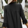 Swiss Dot Lace V-Neck Blouse with Spliced Sleeves