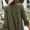 Swiss Dot Lace V-Neck Blouse with Spliced Sleeves