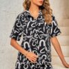 Sequin Lips Button-Down Shorts Set – Playful Print