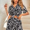 Sequin Lips Button-Down Shorts Set – Playful Print