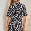 Sequin Lips Button-Down Shorts Set – Playful Print