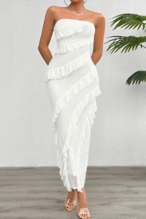 Off-Shoulder Ruffle Sleeveless Maxi Dress