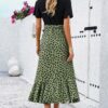 Cross Colorblock Lace V-Neck Belted Dress