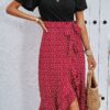 Cross Colorblock Lace V-Neck Belted Dress