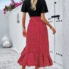 Cross Colorblock Lace V-Neck Belted Dress