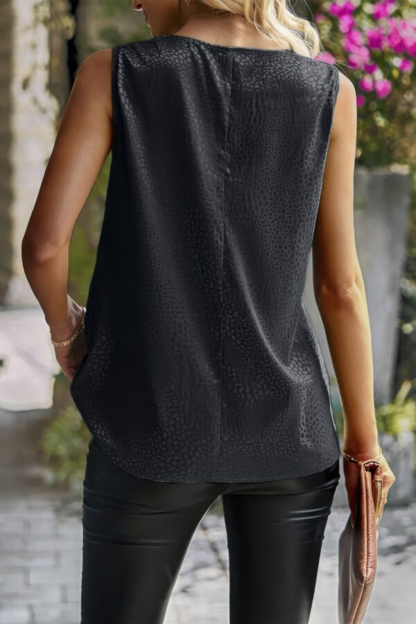Animal Print Scarf-Collar Sleeveless Top