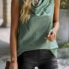 Animal Print Scarf-Collar Sleeveless Top