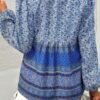Tie-Neck Boho Floral Tunic Top – Long Sleeve