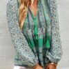 Tie-Neck Boho Floral Tunic Top – Long Sleeve