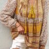 Tie-Neck Boho Floral Tunic Top – Long Sleeve