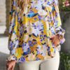 Floral Split-Hem Top with Contrast Lace Trim – Lightweight