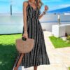 Sleeveless Geo Print V-Neck Split-Thigh Cami Dress